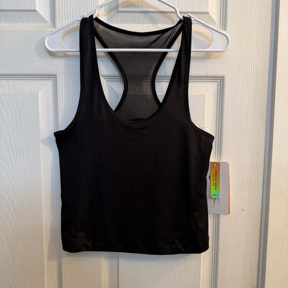 Gottex Studio Peach Skin Collection Mesh Back Racerback Tank Top, Size M